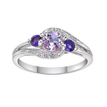 Sterling Silver Amethyst And Lab-Created White Sapphire Ring