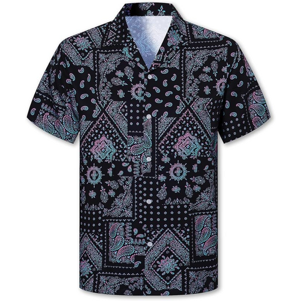 Hawaiian Cuban Collar Tropical Men Short Sleeve Shirt