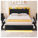 YITAHOME Queen Bed Frame With LED Headboard & 4 Drawers