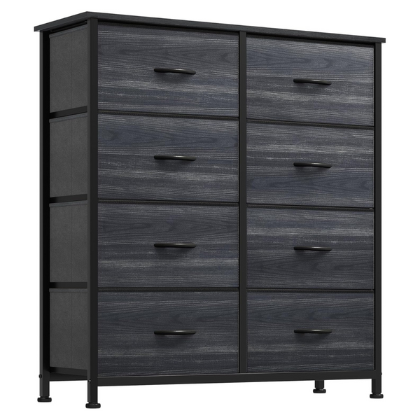 8-Drawers Metal Frame Fabric Dresser With Wooden Top & Handle
