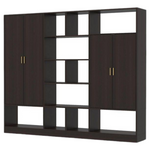 Fufu&Gaga Dark Brown Warnut Wooden 94.5" Bedroom Wardrobe