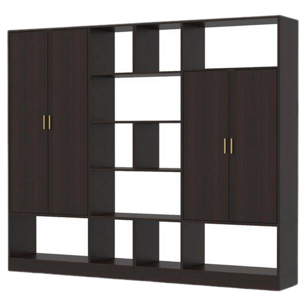 Fufu&Gaga Dark Brown Warnut Wooden 94.5" Bedroom Wardrobe