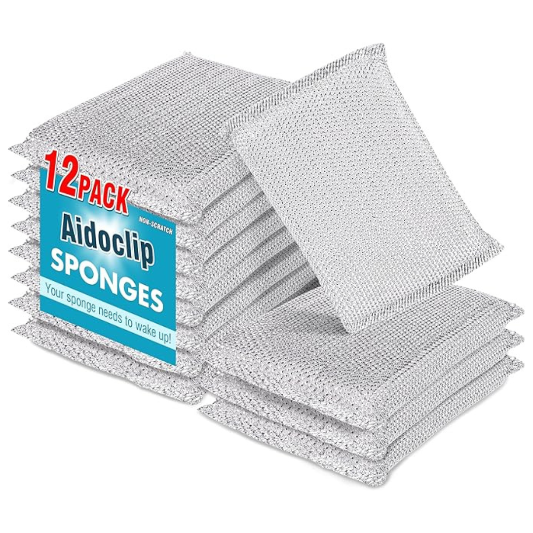 12-Pack Steel Kitchen Scrubbing Sponges
