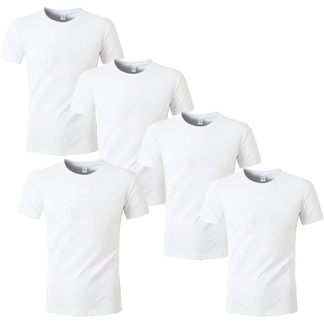 5-Pack Htvront Polyester Crew Neck T-Shirt
