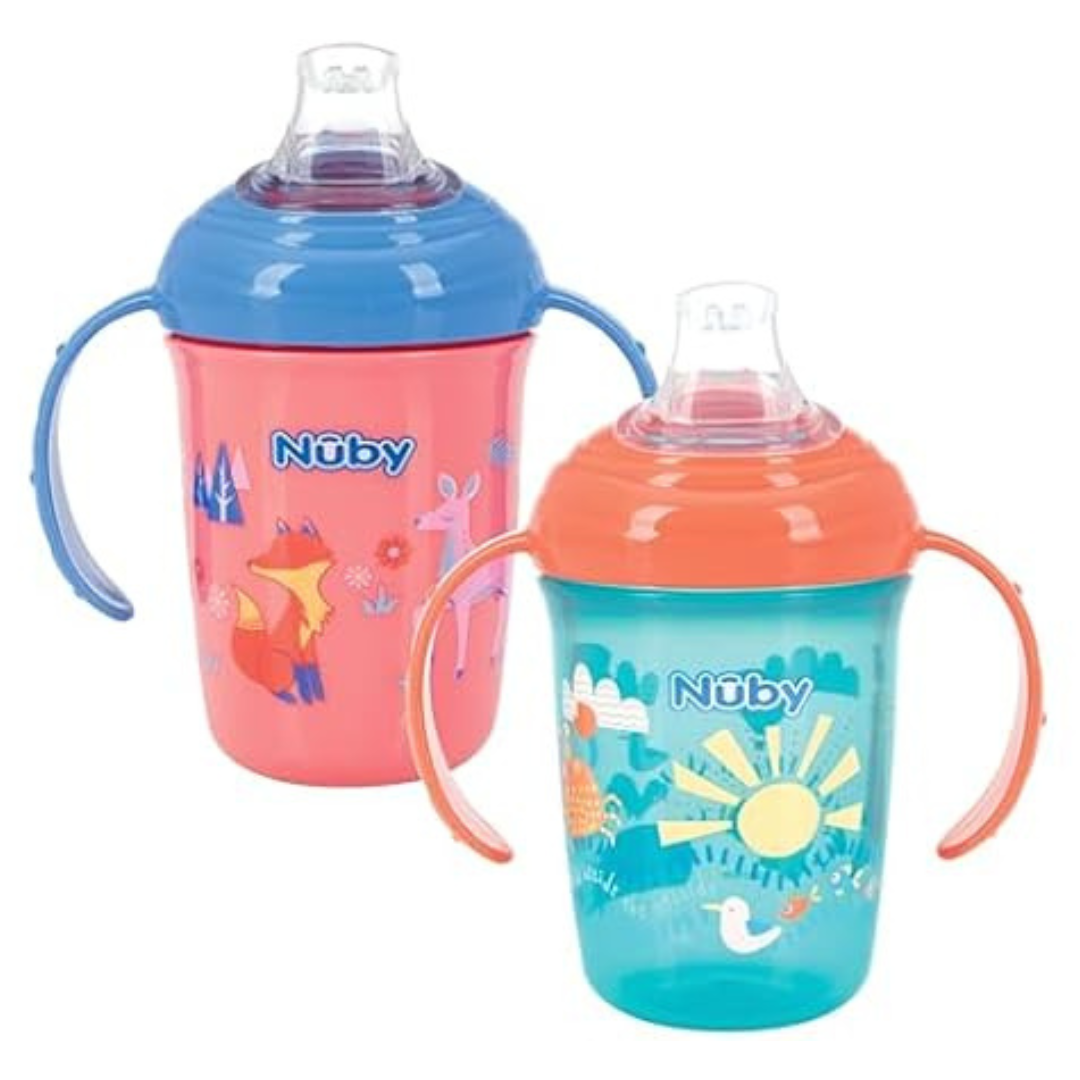 2-Pack Nuby No-Spill Two Handle Babys First Soft Spout Cup