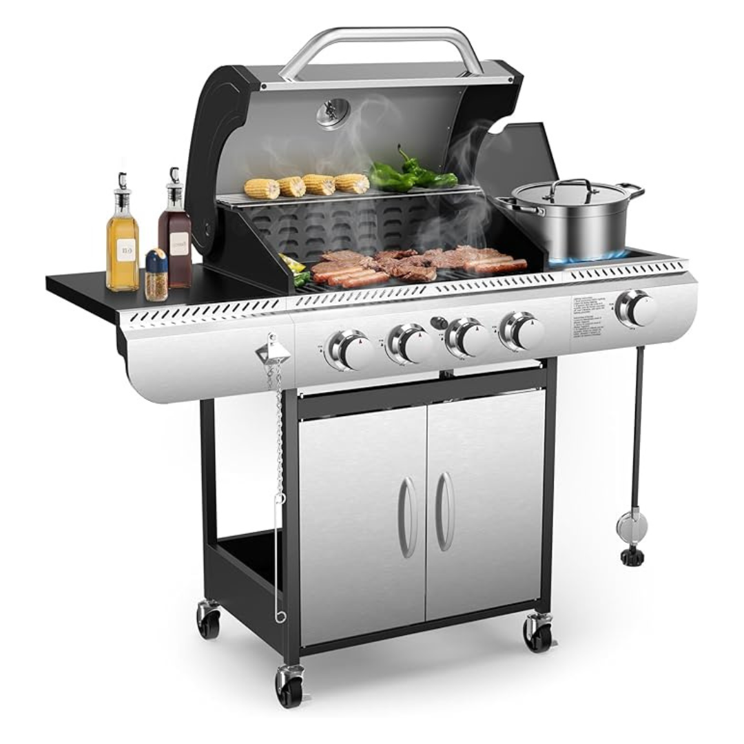 Electactic 4-Burner 42000 BTU Propane Grill With Side Burner