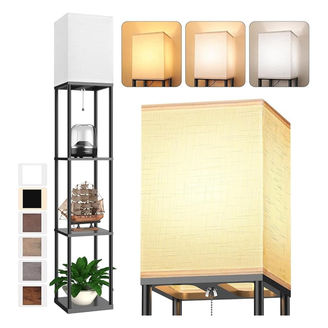 Shelf Floor Lamp With 3 CCT LED Bulb