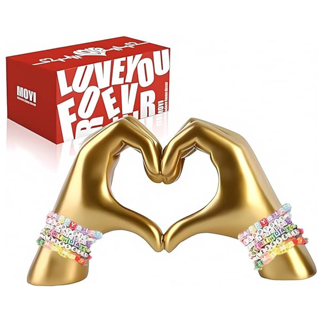 Heart Hands Sculpture Love Gold Decor