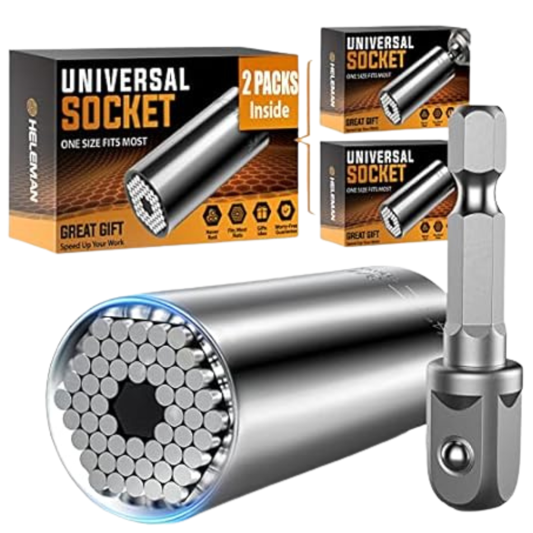 2-Pack Heleman Universal Socket Tool Set With Power Drill Adapter