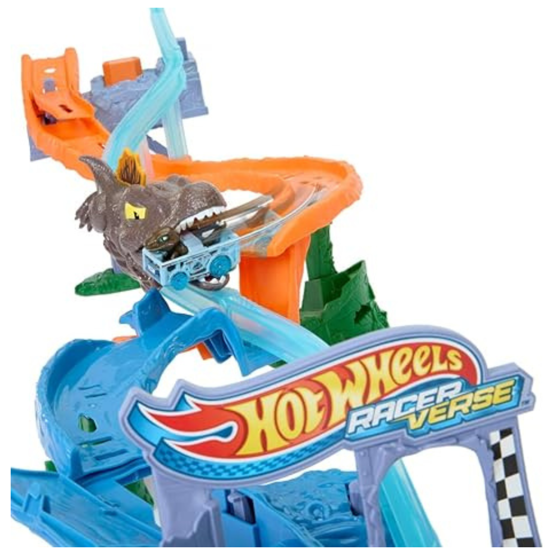 Hot Wheels RacerVerse Jurassic World Crash & Splash Track Set