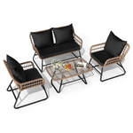 4-Pieces YITAHOME Outdoor Wicker Patio Conversation Set
