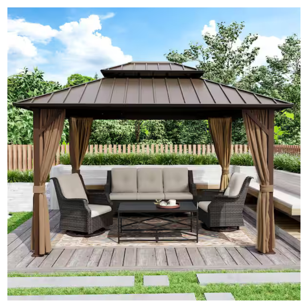 Gardenbee 10 Feet x 12 Feet Aluminum Outdoor Gazebo