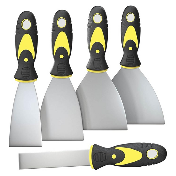 5-Piece Rerdeim Putty Knife Set With Rubber Handle (1" 2" 3" 4" 5")