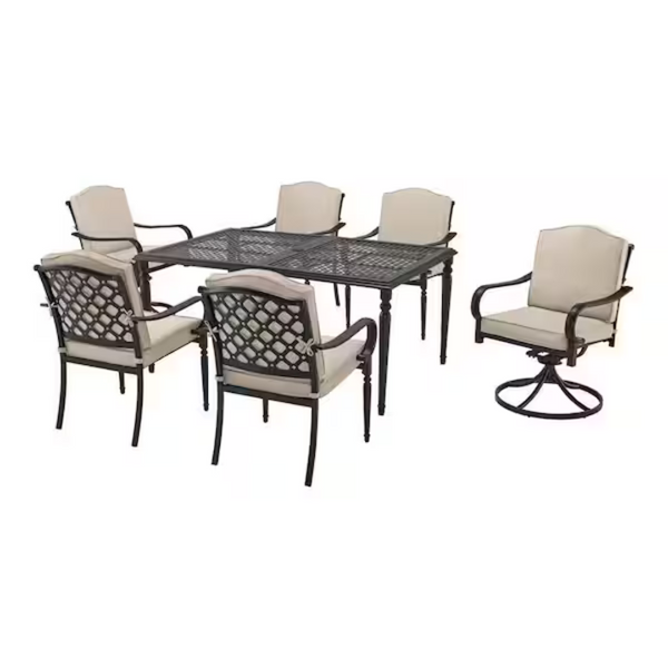 7-Piece Hampton Bay Laurel Oaks Steel Outdoor Patio Dining Set