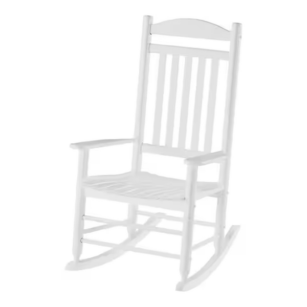 Hampton Bay Patio White Wood Outdoor Rocking Chair
