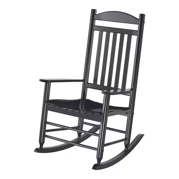 Hampton Bay Patio Black Wood Outdoor Rocking Chair