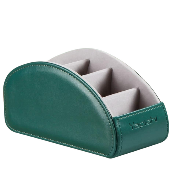 5 Compartments Faux Leather Remote Control Holder