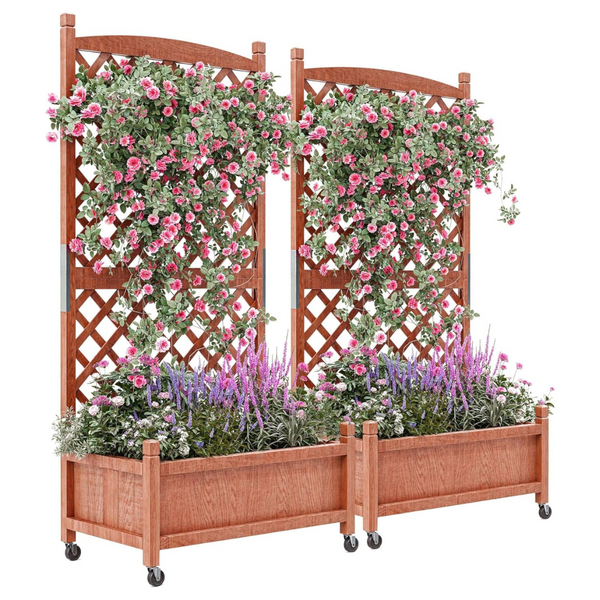 2-Pack Tall Raised Garden Bed With Trellis (29.5"x 13"x 61.5")