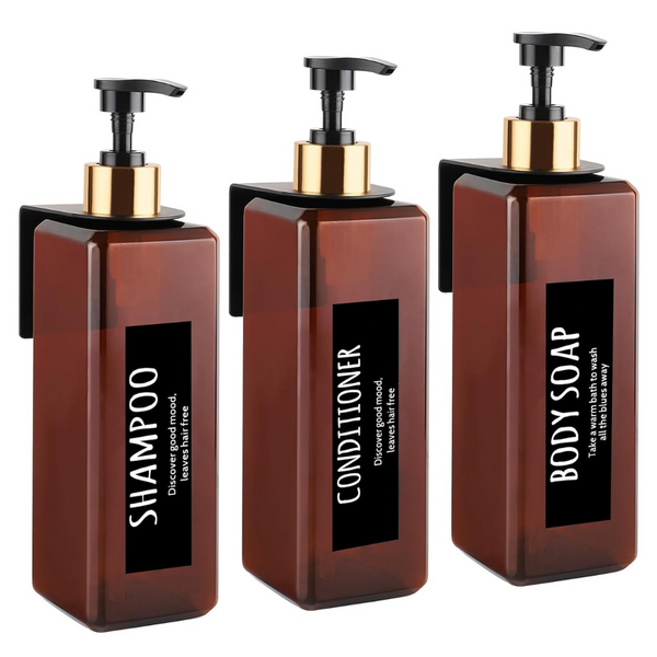 3-Pack 16.9 fl oz Black Gold Pump Shampoo & Conditioner Dispenser