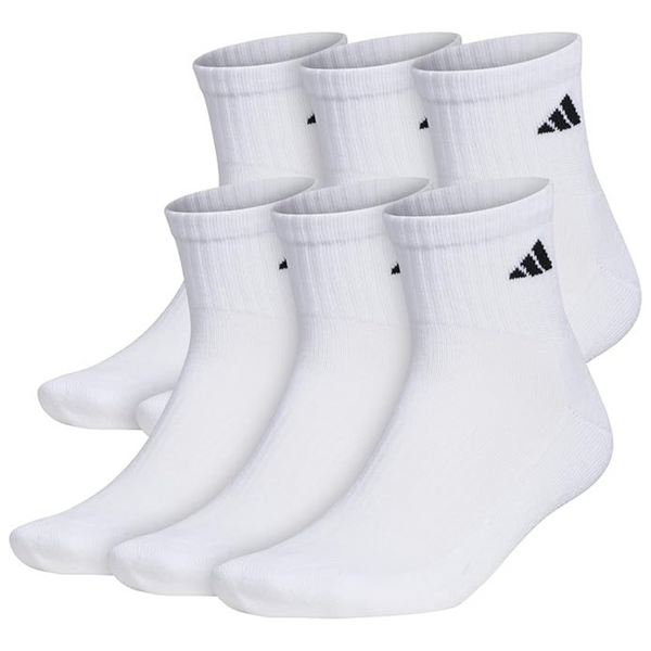 6-Pack adidas Mens Athletic Cushioned Quarter Ankle Fit Socks