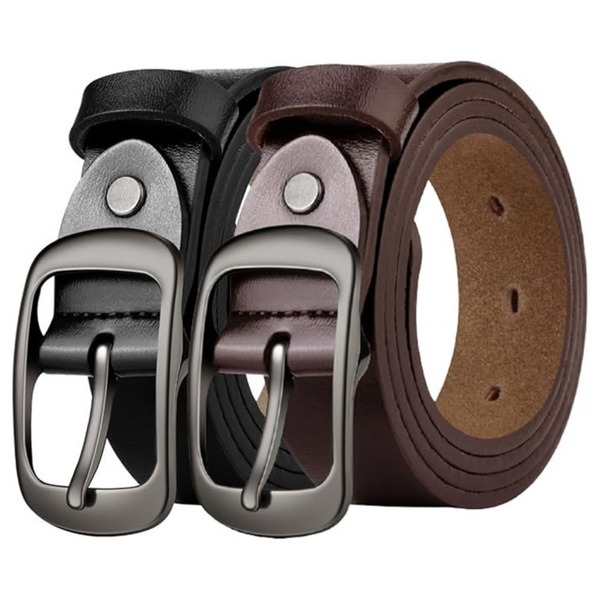 2-Pack Women's Leather Belt With Pin Buckle (Various)