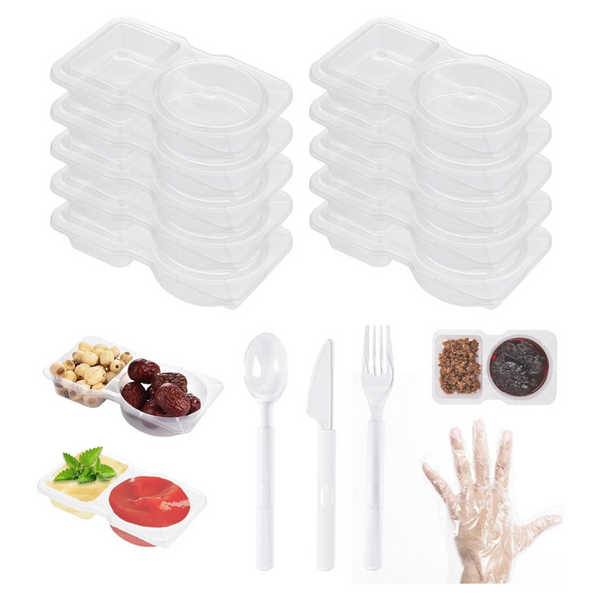 10-Pack Reusable Double-Compartment Snack Containers With Lids