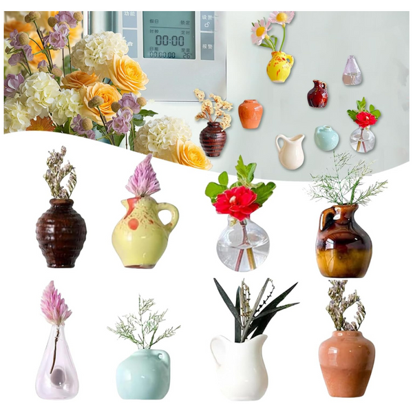 8-Piece Upgrade Ceramic Mini Vase Magnets For Fridge