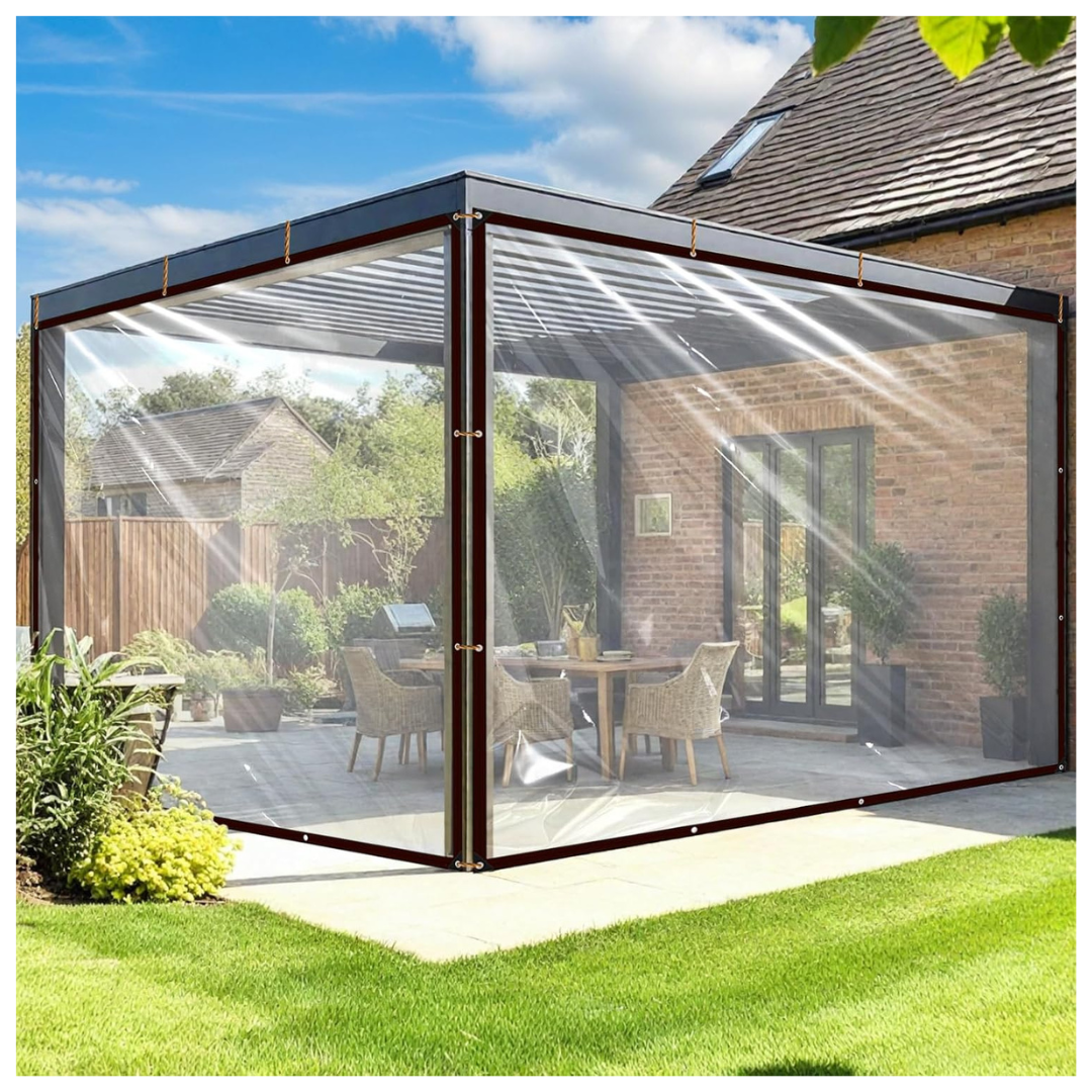 5x7ft Plastic Tarp Heavy Duty Waterproof Clear Vinyl Patio Enclosure