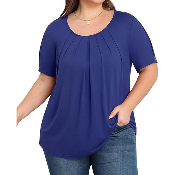 Women's Short Sleeve O Neck Plus Size Tunic Tops