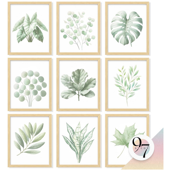 9-Pack 8 x 10 Unframed Vintage Botanical Wall Art Posters
