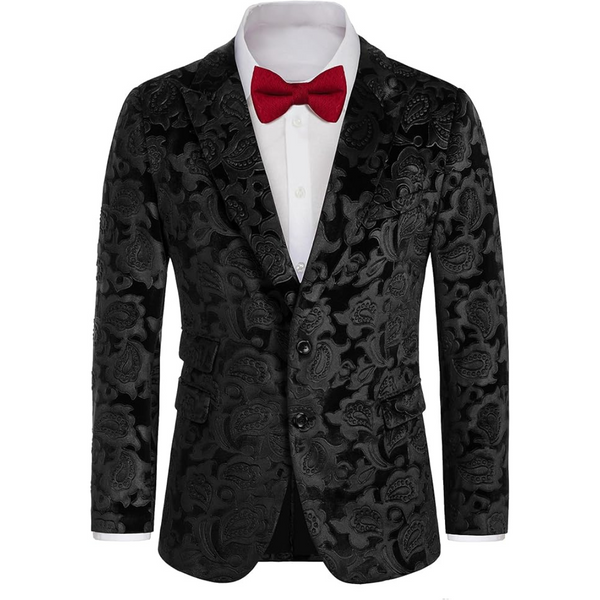 Grace Karin Men's Floral Slim Fit Velvet Tuxedo