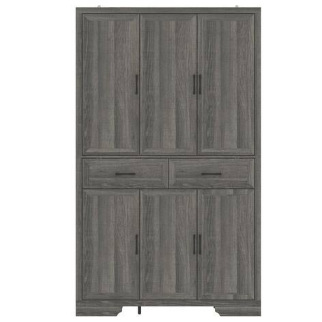 Fufu&Gaga 78.7" Tall Gray Oak Wood 10-Shelf Accent Bookcase
