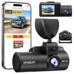 Kingslim 3 Channel 5G WiFi 2.5K/1080P Dash Cam w/64GB Card