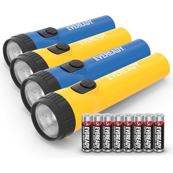 4-Pack Eveready Bright LED Flashlights with AA Batteries
