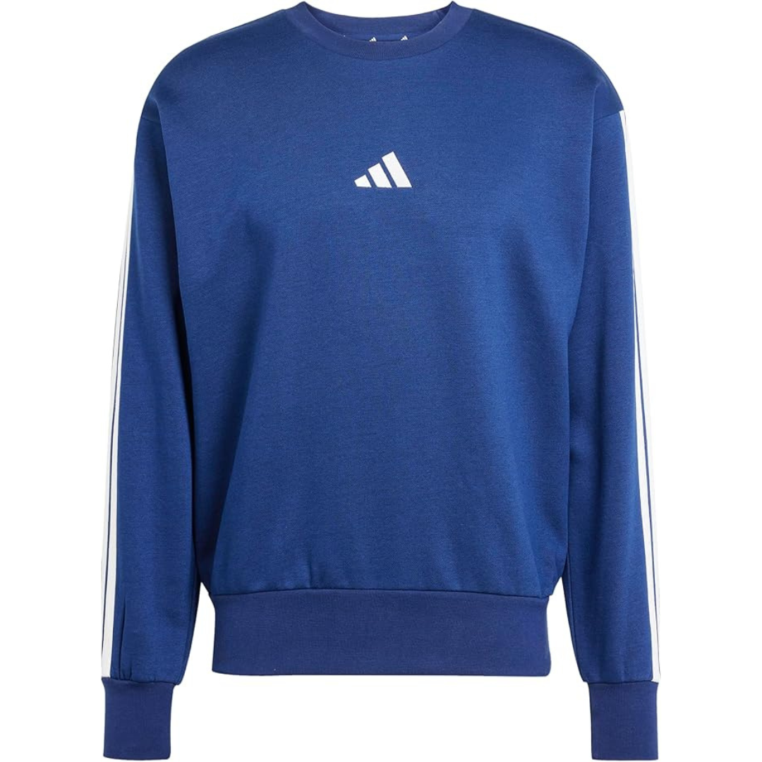 adidas Men's Essentials Fleece 3-Stripes Sweatshirt (Dark Blue)