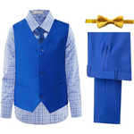 Boys Royal Blue Formal Suit Vest and Pants Set