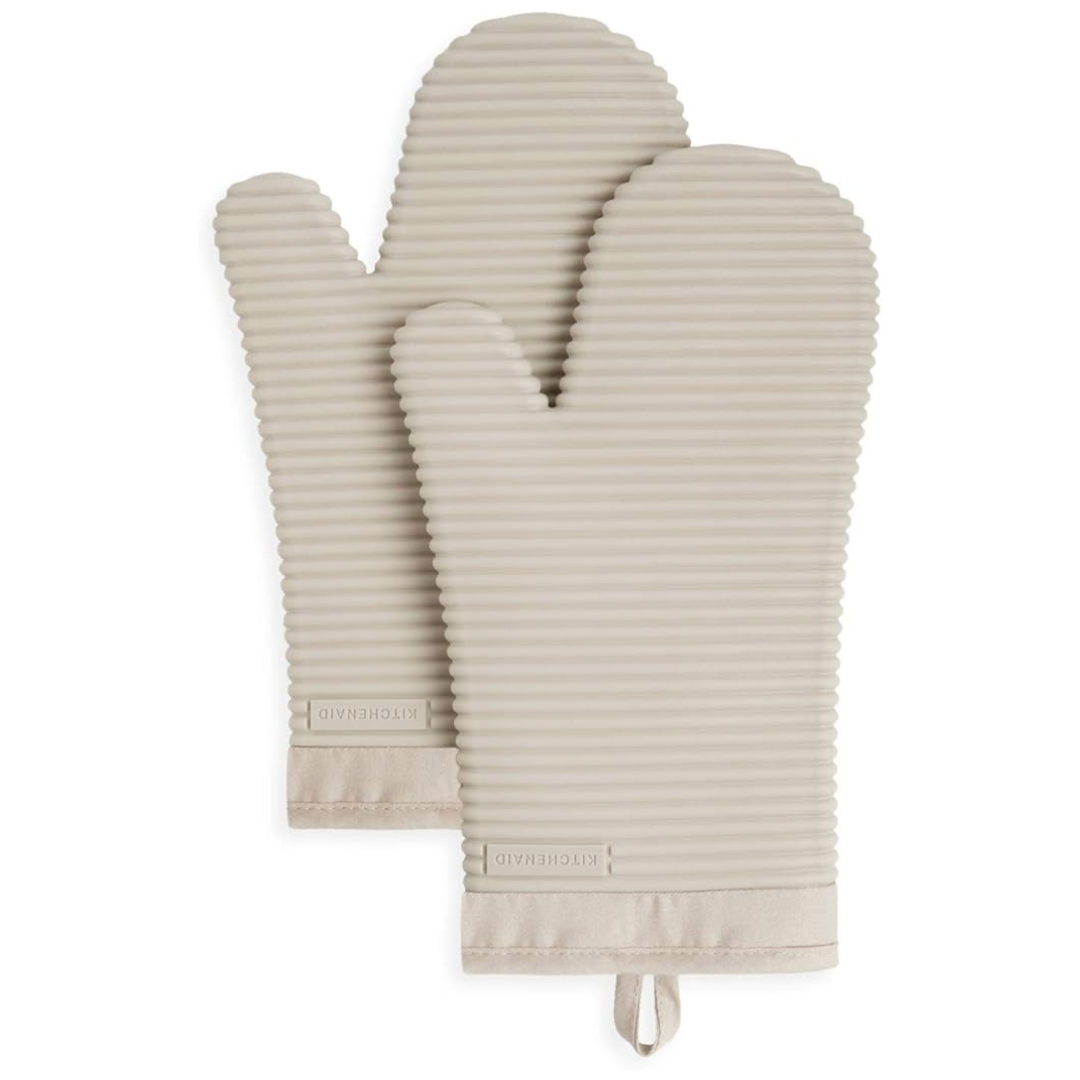 KitchenAid Ribbed Soft Silicone Oven Mitt Set (7" x 13")