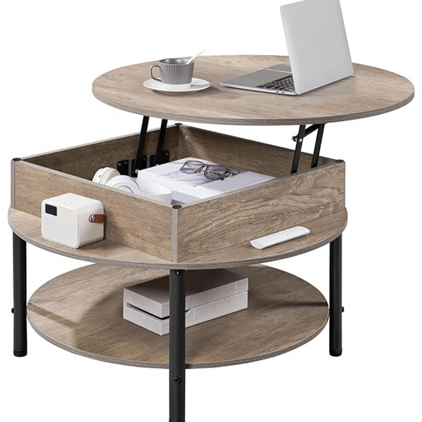 2-Tier 31'' Round Dining Table with Storage Shelf (2-Color)
