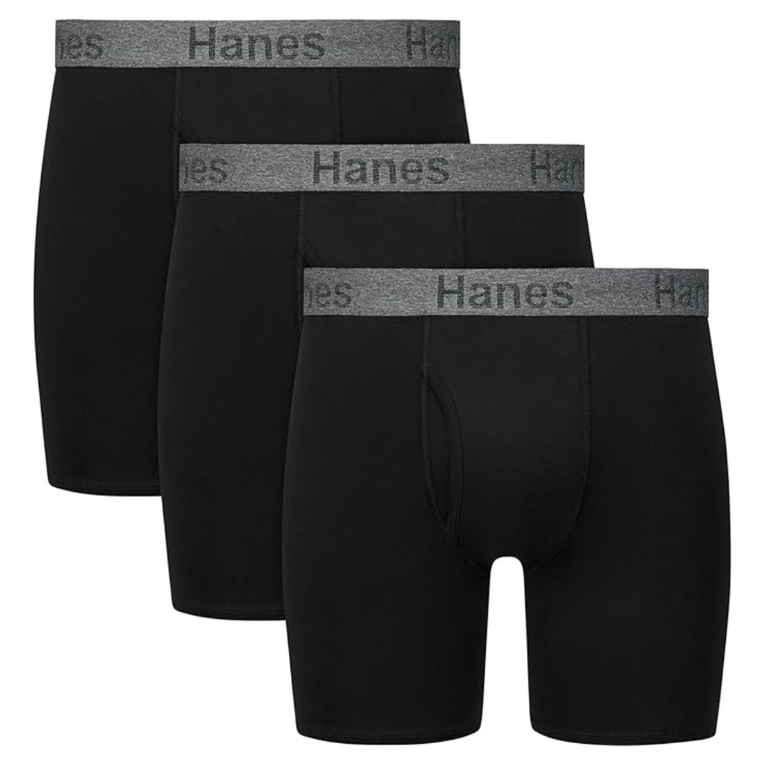 3-Pack Hanes Men's Stay Dry Pouch Cotton Stretch Boxer Brief