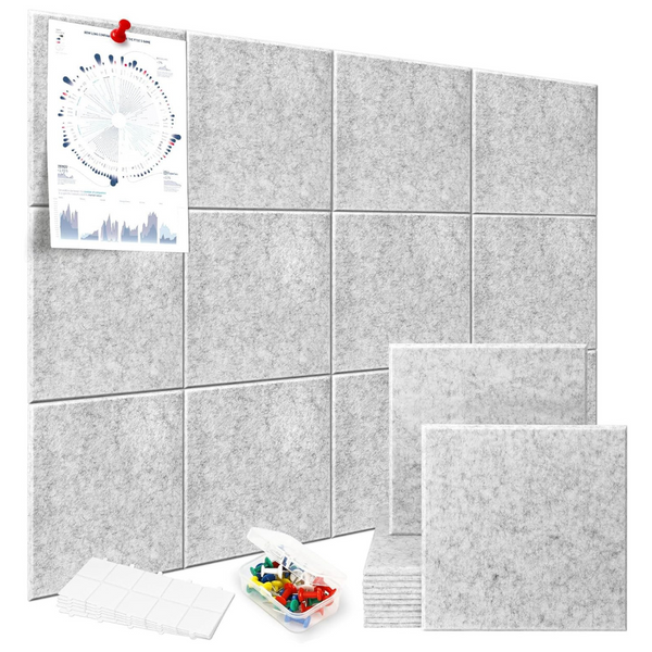 12-Pack 11.8" x 11.8" Felt Wall Tiles