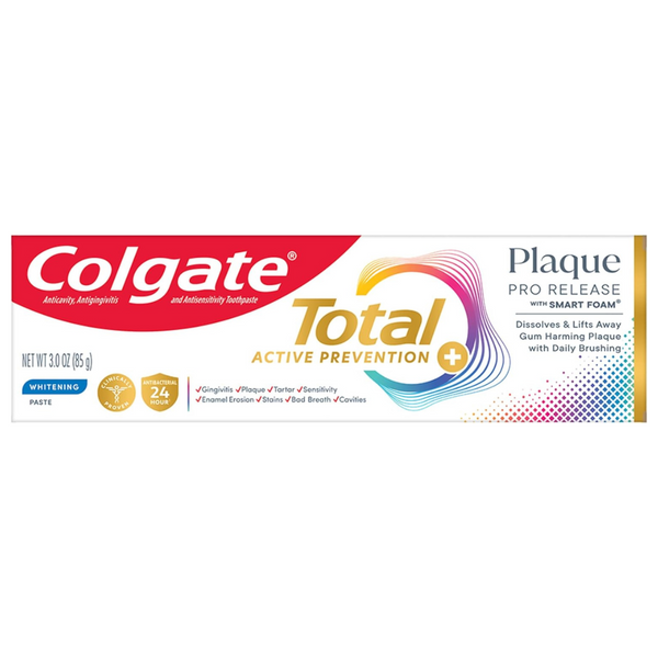 Colgate Total Plaque Pro Release Whitening Toothpaste, 3.0 Oz Tube