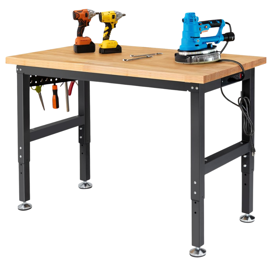 48" Adjustable Height Rubberwood Tabletop Work Table