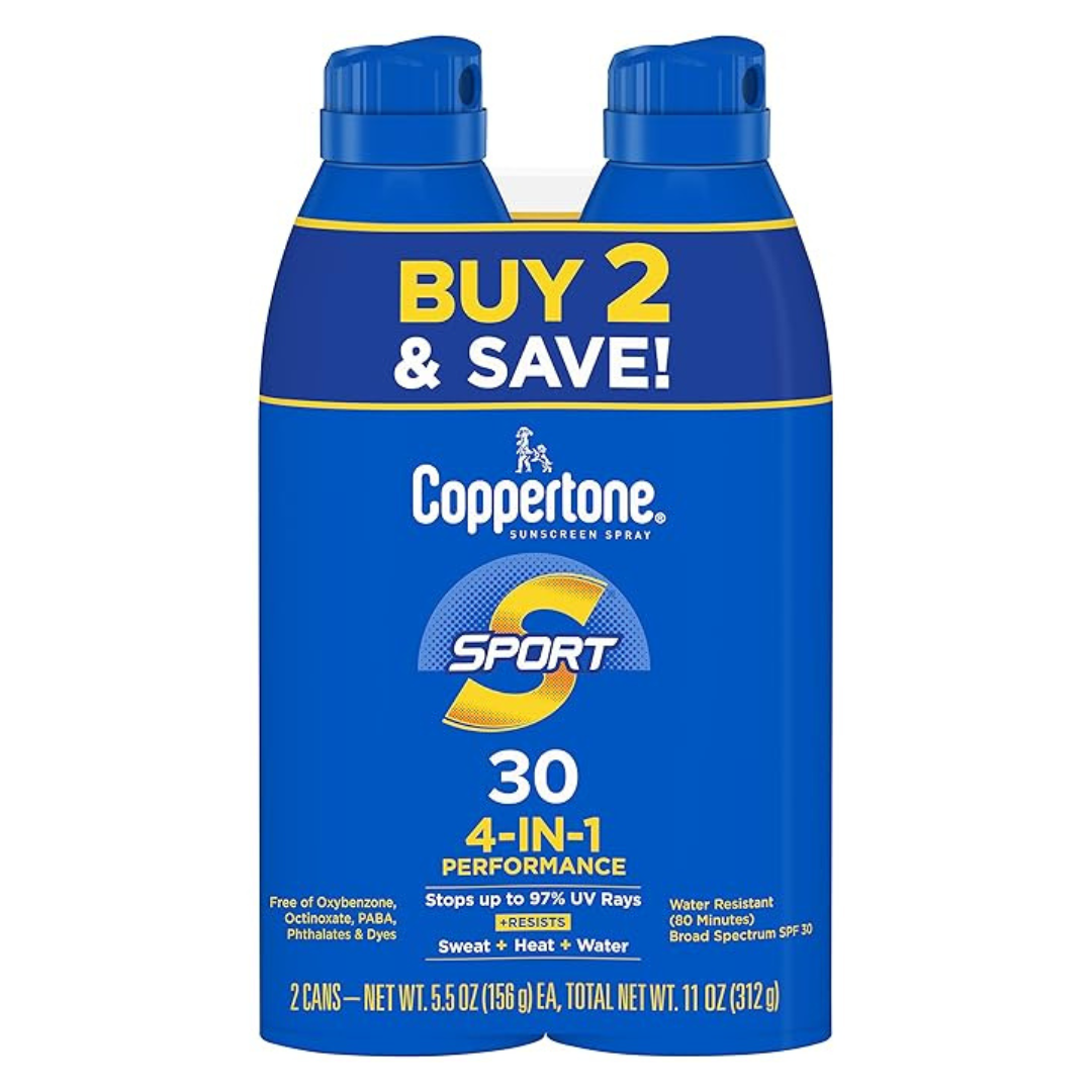 Coppertone Sport Sunscreen Spray SPF 30, Water Resistant Spray Sunscreen