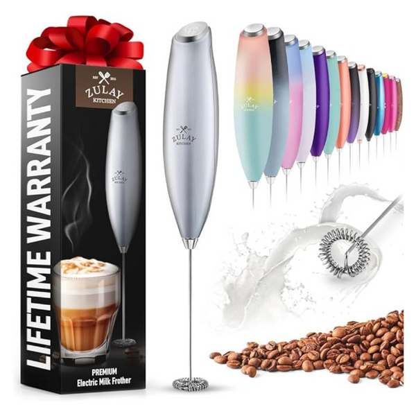 Zulay New Titanium Electric Motor Milk Handheld Frother Whisk