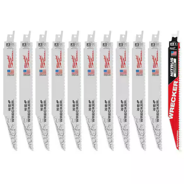 11-Pack Milwaukee 9" Reciprocating Saw Blade Set