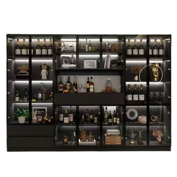 30-Shelf Wood Standard Combo Bookshelf (110.2" W x 78.7" H)