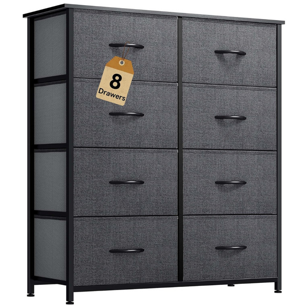 Yitahome Tall Dresser With 8 Drawers (Black Wood Grain)