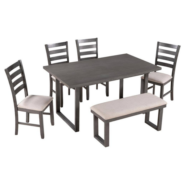 6-Piece Harper & Bright Wood Top Dining Table Set