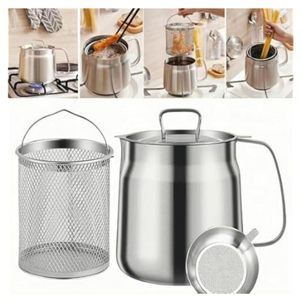 50oz GADO Deep Fryer Pot With Basket & Strainer