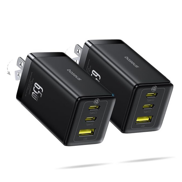 2-Pack Baseus 65W Foldable GaN USB C Charger Block